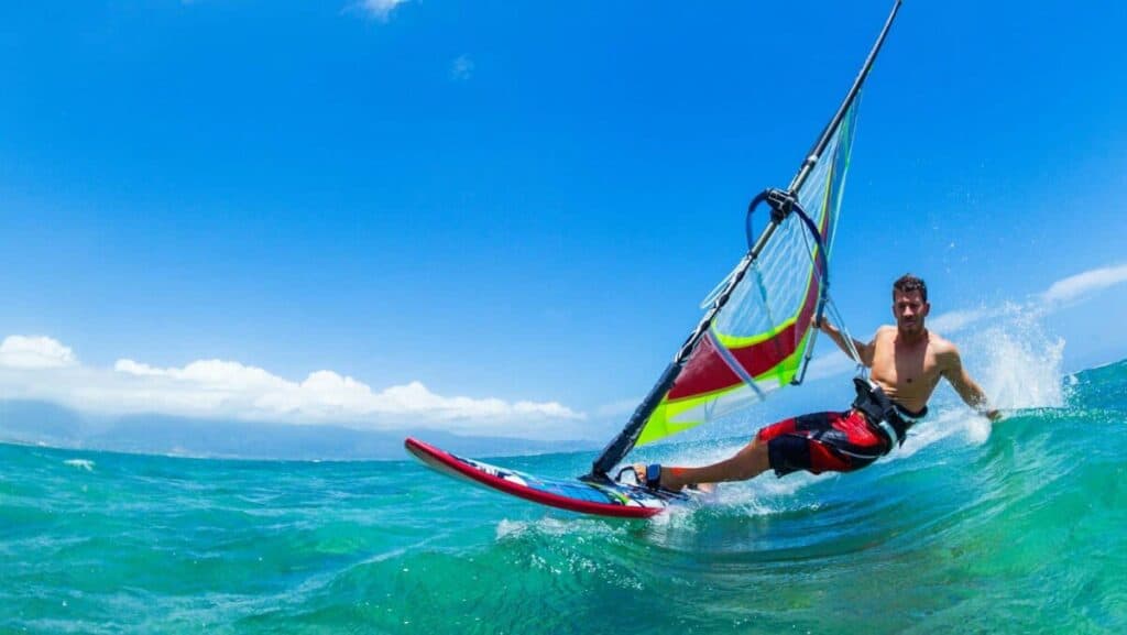 Picture of a person windsurfing